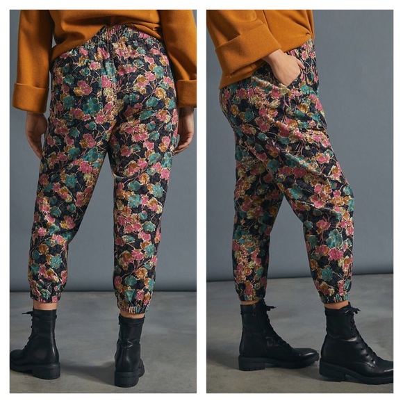 ANTHROPOLOGIE ANISA FLORAL CORDUROY JOGGERS - Picture 7 of 8